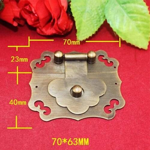 Antique Brass Latch Decorative DIY Gift Wine Wooden Box Suitcase Case Hasp Latch Lucky Hook Vintage Hardware,70*63mm,1Set