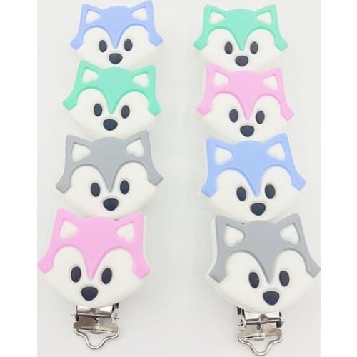 10pcs Silicone Fox Pacifier Clips Baby Teething Beads Nipple Holder BPA Free Nursing Baby Teether Pacifier Chain Accessories