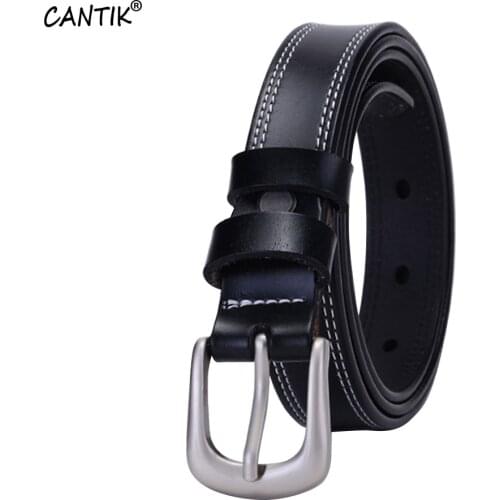 CANTIK Casual Design Womens High Quality 2nd Layer Genuine Leather Belts Jeans Clothing Decorative Accessories 2.3cm FCA086