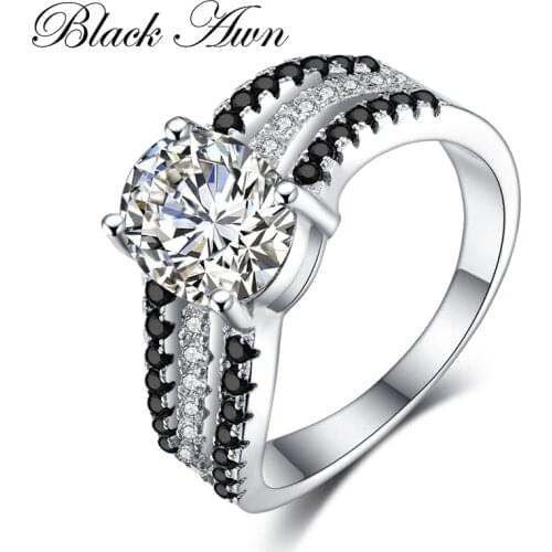 BLACK AWN 2021 New Genuine 100% Sterling 925 Silver Jewelry Square Engagement Rings for Women Gift C379