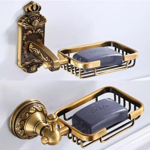 Soap Dishes Holders Antique Holder Aluminum Wall Mounted Soap Basket Dish for WC Antique Bath Products Bathroom Hardware