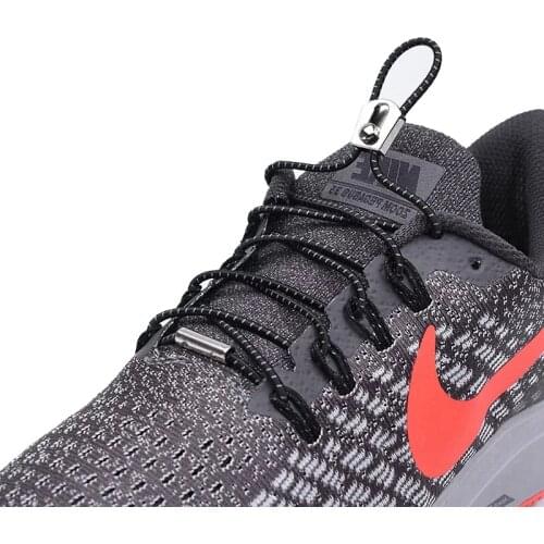 1Pair Reflective No tie Shoelaces Sliding Metal lock Elastic Shoe laces Kids Adult Lazy Laces Round Sneakers Shoelace 26 colors