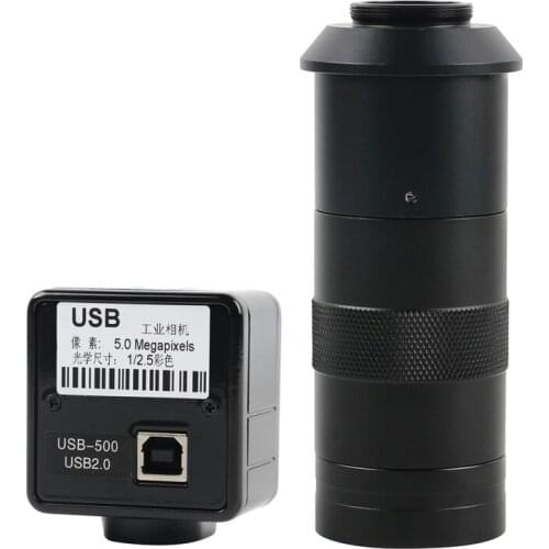Video Camera 5.0MP USB Eyepiece Electronic Digital Microscope Driver Measurement Software High Resolution Free+100X C-MOUNT Lens