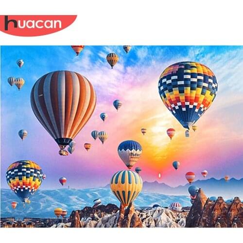 HUACAN DIY Diamond Painting Hot Air Balloon Mosaic Diamond Embroidery Landscape Picture Of Rhinestones Cross Stitch Wall Decor