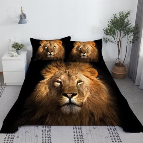 Lion Bed Sheet Set 3D Printed Animal Bed Flat Sheet With Pillow Cover For Kids Adults King Queen Full Twin Size wholesale