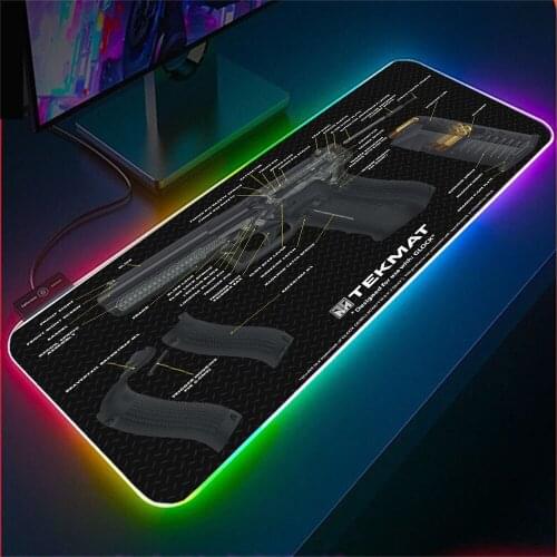 Gun Mouse Pad RGB Game Accessories with USB Rubber Non-slip Game Player Laptop Keyboard PC LED Table Mat One Piece Wholesale