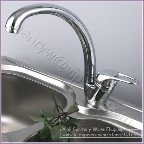 L15653 - Luxury Deck Mounted Chrome Finish Brass Material Kitchen Faucet
