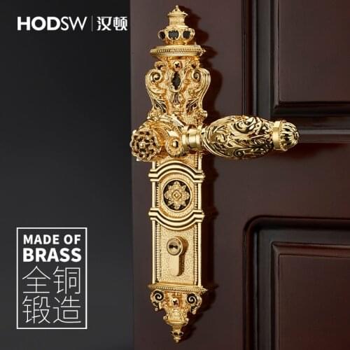 Brass European interior wooden door lock luxury patent door lock