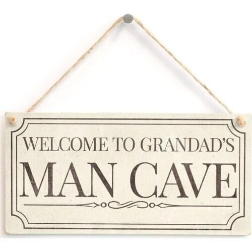 Meijiafei Welcome To Grandad’s Man Cave - Fun Traditional Design Style Gift Sign For Grandad’s Boys Room 10" x 5"