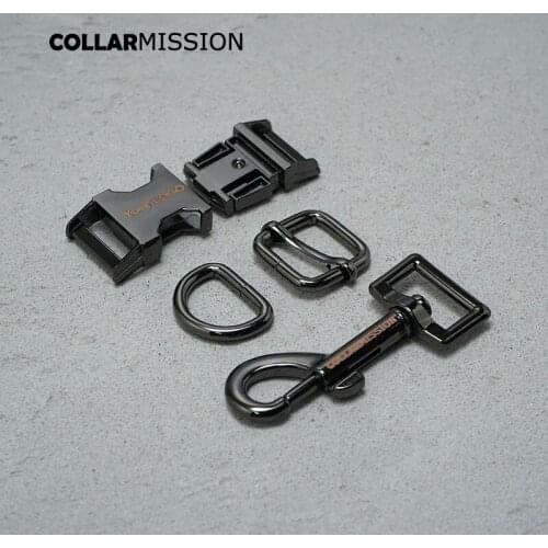 Metal buckle+adjust buckle+D ring+metal dog clasp/set) provide laser engraving service customize LOGO for DIY dog collar parts
