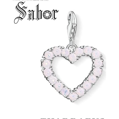 Trendy silver plated Pink Heart Charms Fit Bracelets Necklace Making Jewelry 2020 New Gift For Women Girls Encantos thomas