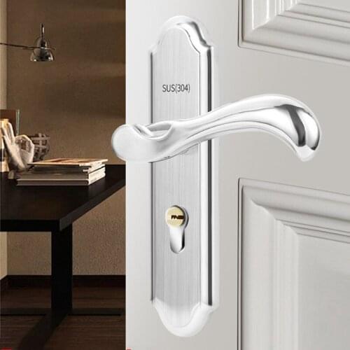 Stainless Steel Bedroom Door Handle Locks Hotel Silent Anti-theft Door Lock Interior Mechanical Split Lock Hardware Accessories