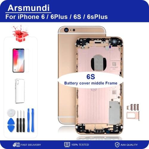New Housing For iPhone 6 6S Plus Battery Back Cover + Middle Chassis Frame + SIM Tray + Side Key Parts For iPhone6 6sPlus
