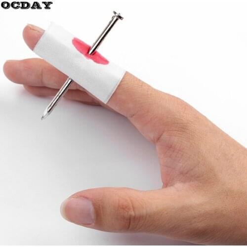 OCDAY Nail Through Finger Tricky Toy Finger Pegged By Nail Bloody Scared Trick-playing Toy For Halloweens Day Cosplay Party Hot