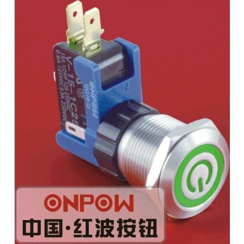 ONPOW 19mm Large current 1NO1NC Momentary/Latching Ring and power symbol Push Button Switch (LCA19-11(Z)ET/S) CE, ROHS