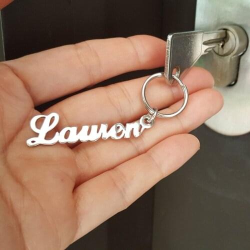 Personalized Name Keyring Kpop Stainless Steel Jewelry Custom Nameplate Cute Keychain Llaveros Para Mujer Valentines Day Gifts