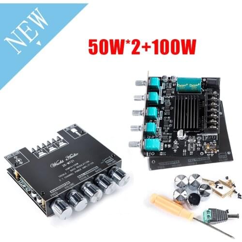 T21 Subwoofer Amplifier Board 50WX2+100W 2.1 Channel Power Audio Stereo Amplifier Tone Board Bass AMP AUX 12V 24V