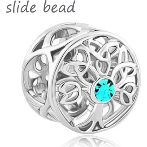 Fit Pandora charm bracelets Blue Triquetra Celtic Family Tree Of Life For Charm Bracelet Beads for jewelry making