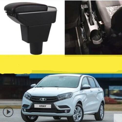 For LADA XRAY Armrest box central Store content box with cup holder ashtray with USB interface