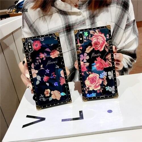 Luxury Blue Ray Rose Flower Case For iPhone XR XS Max 8 7 6 Plus 11Pro Max For Samsung S8 9 10e 20 Plus Note8 9 10 Pro With Ring