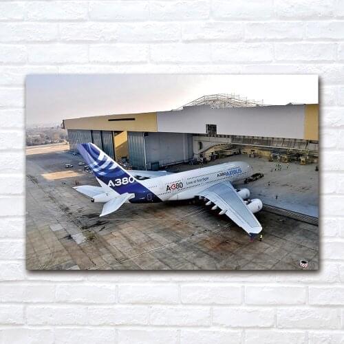 Modern Wall Art 1 Piece Canvas Cloth Fabric Painting Airbus A380 Passenger Plane Airliner Poster Prints Picture Room Decor