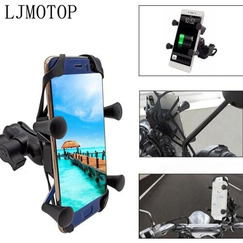 Universal Motorcycle phone holder Chargeable Wired USB 360 Rotation For Honda ST 1300 NC750S X CB1100 CBF1000 CB600F CBF600