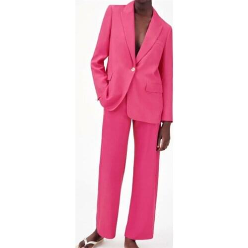 ZXQJ Women 2021 Fashion Oversized Single Button Blazer Coat Vintage Long Sleeve Welt Pockets Female Outerwear Chic Suit Coat