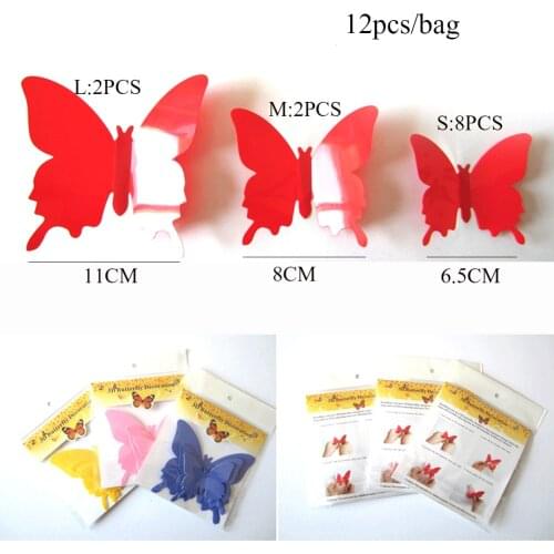 12pcs PVC 3D Butterfly Wall Decor Cute Butterflies Wall Stickers Art Decals Home Decoration Room Wall Art Wallpaper Decoration