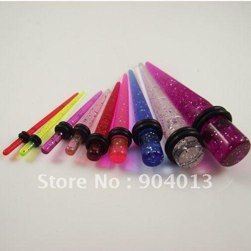 180pcs mixed color and size Glitter Acrylic Ear Piercing Tapers Ear stud Ear Expander Flesh Tunnel