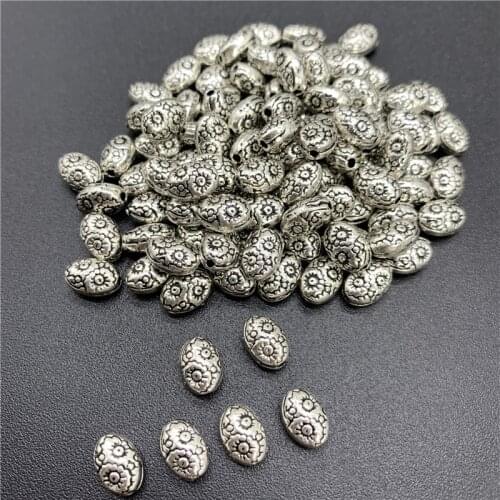 30pcs 8x5mm Alloy Beads Cap Ancient Silver Charms Beads Shape Pendant Charms For Jewelry Making DIY Accessories PJ063