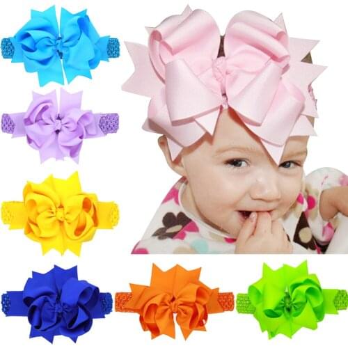 8 inch 20cm large hair bow three layers grosgrain ribbon bows with clip elastic wide headband
