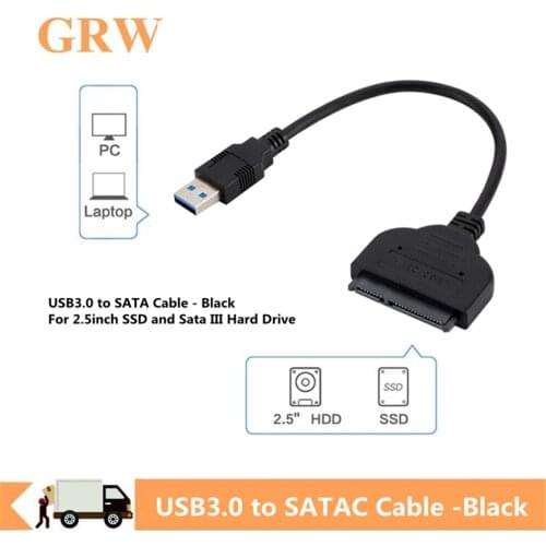 Grwibeou Black-Sata To USB 3.0 Adapter UP To 6 Gbps Support 2.5Inch External SSD HDD Hard Drive 22 Pin Sata III