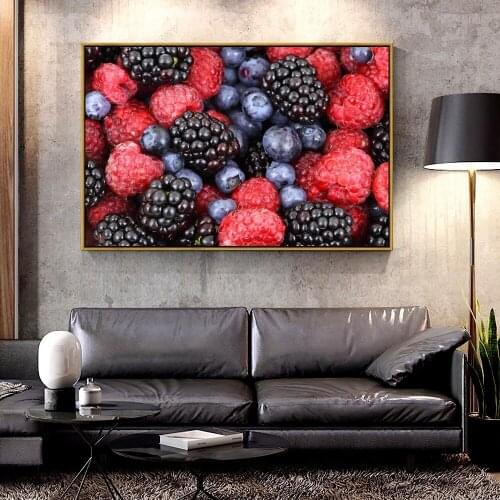 Artcozy Oil Canvas Painting ruits-blackberries-blueberries-raspberries For Home Decoration Wall Art