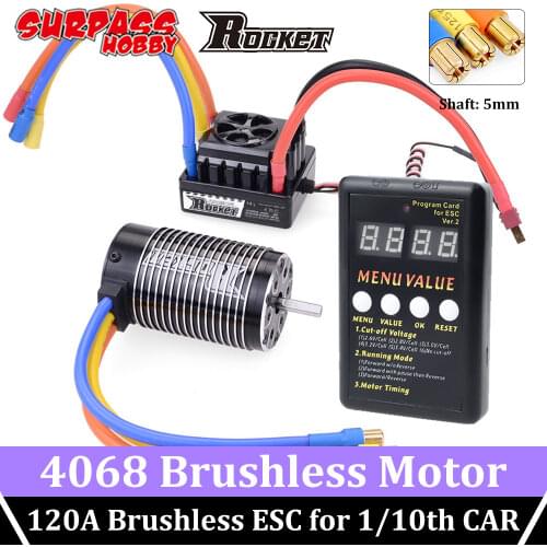 SURPASS HOBBY ROCKET 4068 Sensorless Brushless Motor 120A ESC Brushless 2650KV 2050KV 1900kv Program Card for 1/8 RC Car HSP