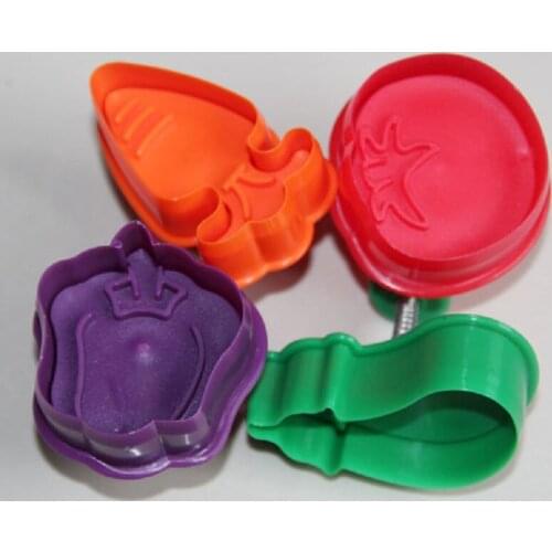 Free Shipping Plastic 4pcs Vegetable Plunger Cutters Cake Fondant Molds set