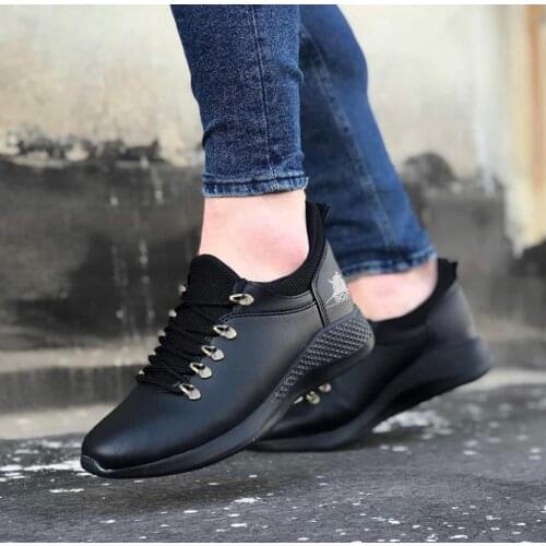 BA0601 Laced Casual High Base Black Casual Male Sports Shoes