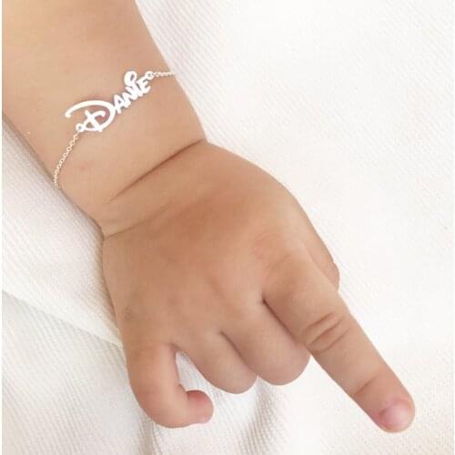 Custom New Born Baby Name Bracelet Stainless Steel Not Allergic Personalized Kids Bracelet Jewelry Best Gifts For Children