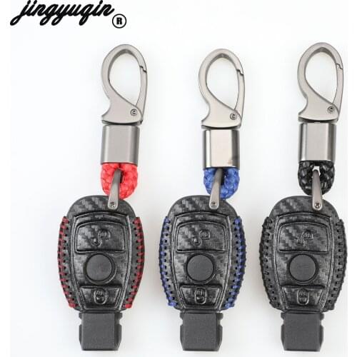Jingyuqin Genuine Leather Car Key Case Cover for Mercedes Benz CLK ML SLK B C E S Class Keychain Accessories Car Styling