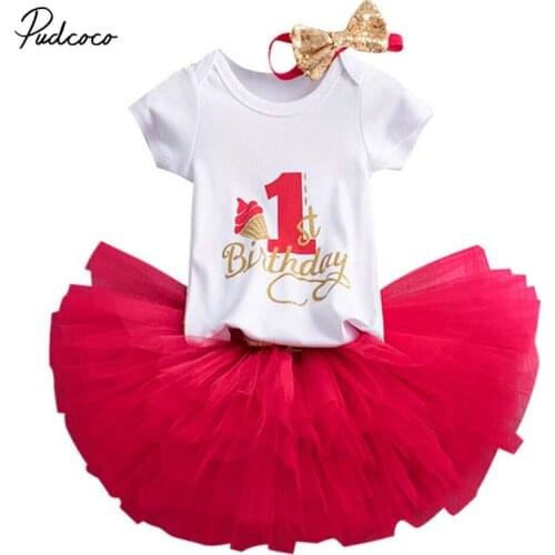 2020 Baby Summer Clothing Toddler Girls 1st Birthday Party Outfit Bodysuit Layered Dress Kids Tutu Romper Headband