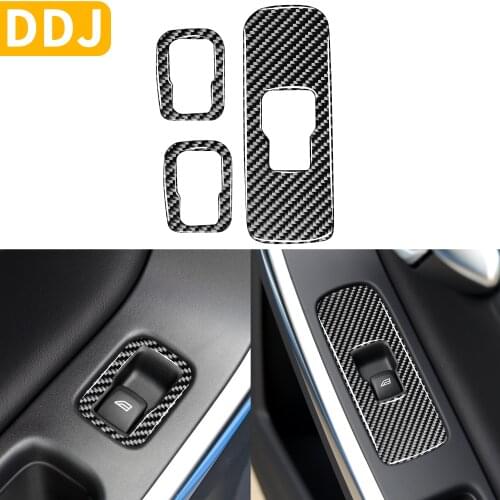 For Volvo S60 V60 XC60 2010-2018 Interior Door Window Lifting Switch Frame Cover Accessories Carbon Fiber Sticker Car Styling