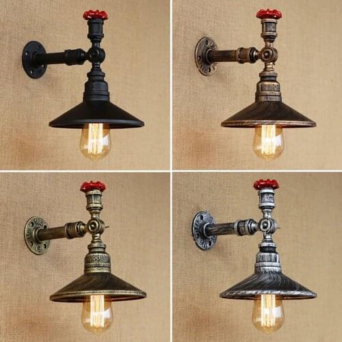 Hot selling Industrial iron rust Water pipe retro wall lamps Vintage E27 LED sconce wall lights for living room bedroom bar