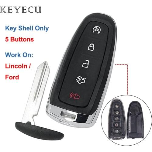 Keyecu 5 Buttons Smart Prox Remote Key Shell Case Cover for Ford Edge Explorer Escape Flex Focus for Lincoln MKX MKS MKT