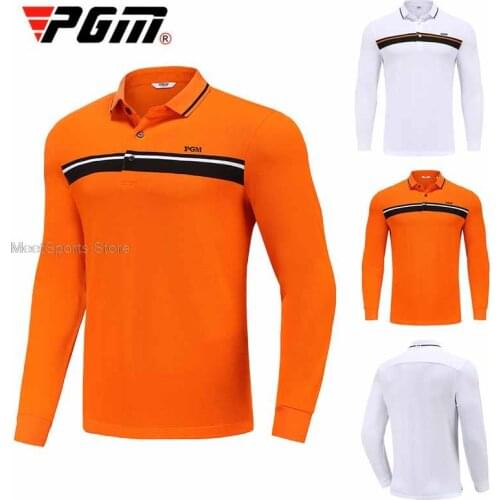 Pgm Men Sports Apparel Golf Long Sleeve T-Shirt Autumn Windproof Warm Tops Male Striped Polo Shirts Casual Sports Pullover M~XXL