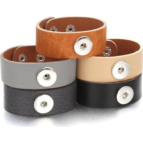 Hot Sale 5 Colors Retro Leather Snap Bracelet Vintage Leather Bracelet & Bangle Fit 18mm Snap Bracelet For Men Jewelry