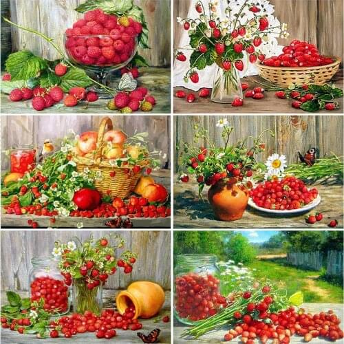 AZQSD Paint By Number Fruit Handmade Gift DIY Acrylic Kids Paint Coloring By Numbers Landscape Decor For Home