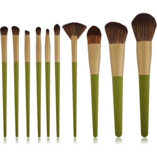 10pcs Matcha Makeup Brushes Set Green Wood Handle Comestic Maquiagem Powder Foundation Eyeshadow