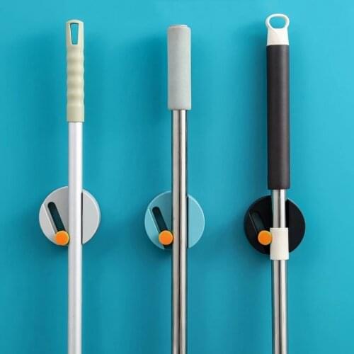 Wall Mounted Mop Holder Adjustable Household Adhesive Storage Brush Broom Hanger Mop Hook Kitchen Clip Seamless Mop Hook