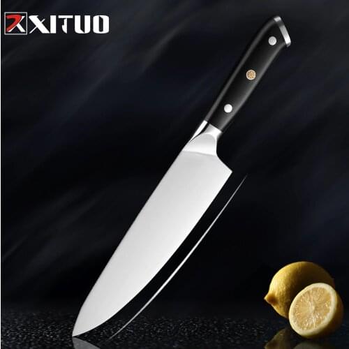 XITUO 8" inch Chef Knife Vegetable Meat Kitchen Knives German High Carbon Stainless Steel Santoku knife Cleaver Cooking Tool