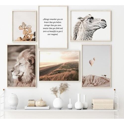 Lion Tiger Animals Canvas Poster Nursery Landscape Wall Art Print Modern Desert Painting Nordic Kid Bedroom Decoration Picture