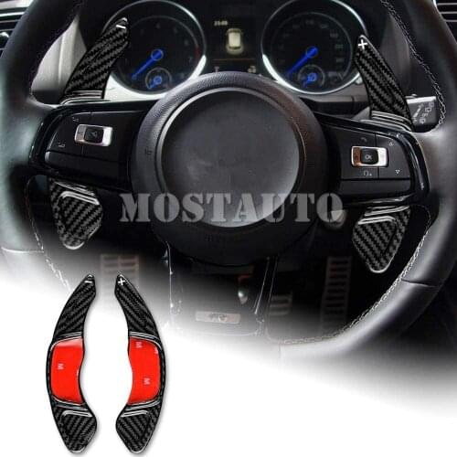 For Volkswagen Golf 7 GTI Golf 7 R/R-Line Polo Scirocco R/GTS Real Carbon Fiber Steering Wheel Paddle Shifter Black/Red